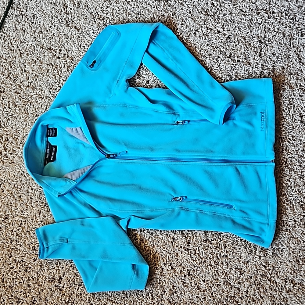 Marmot Polartec Fleece Jacket. Bright blue. Size small.